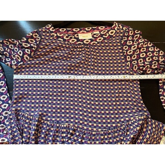 Anthropologie Maeve Purple Multicolor Cheyenne Peplum Top Small - Picture 6 of 7